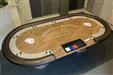 Table de poker en Multicolor Red Poli (Granite) avec châssis en acier inoxydable  -  3500 Euro